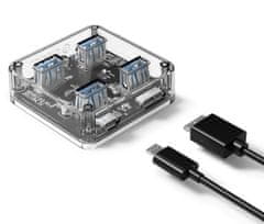 Orico USB hub, 4 ulaza, USB 3.0, prozirno (MH4U)