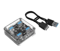 Orico USB hub, 4 ulaza, USB 3.0, prozirno (MH4U)