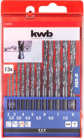 KWB set svrdla za metal, 2-8 mm, 13/1, HSS, DIN 338 (424140)