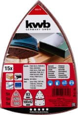 KWB samoljepljivi brusni papir za drvo i metal, 12 komada različite granulacije (496170)