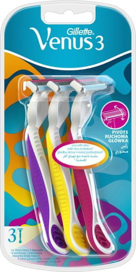 Gillette ženska britvica Venus3 Dispo Multicolor, 3 komada