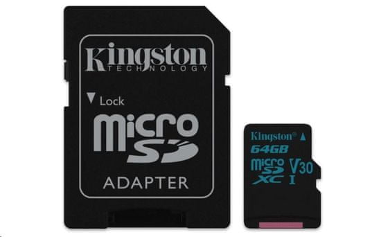 Kingston memorijska kartica 64GB Canvas Go! micro SDXC UHS-I U3 + adapter