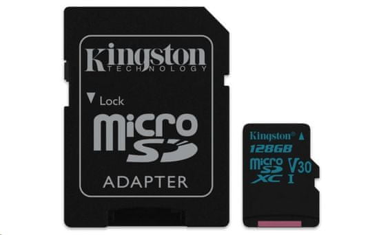 Kingston memorijska kartica 128GB Canvas Go! micro SDXC UHS-I U3+ adapter