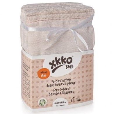 XKKO višeslojna bambusova pelena Natural, Infant (6 komada)