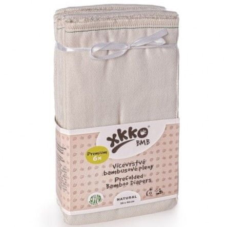 XKKO višeslojna bambusova pelena Natural, Premium (6 komada)