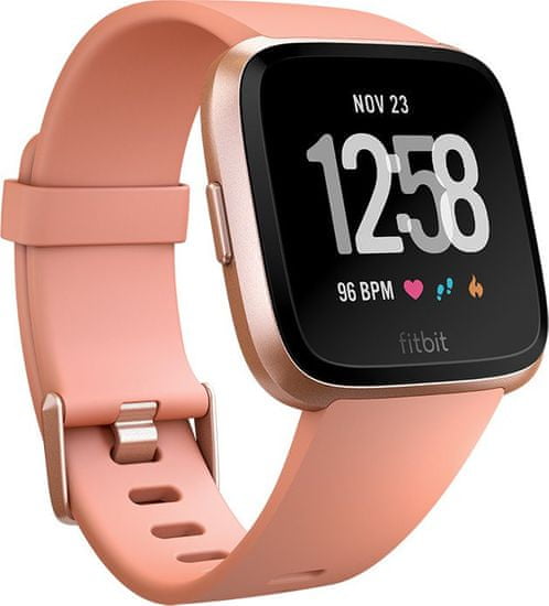 Fitbit pametni sat Versa (NFC) - Peach / Gold Aluminum, rozi