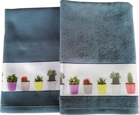 Framsohn Set kuchyňského ručníku a utěrky, Cactus