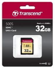 Transcend SDHC memorijska kartica 500S, 32 GB, 95/60 MB/s, MLC, C10, UHS-I U3, V30
