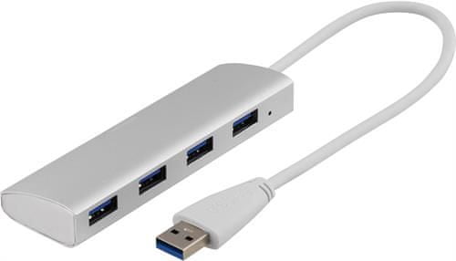 DELTACO USB hub UH-484, USB 3.0, 4 ulaza, srebrni