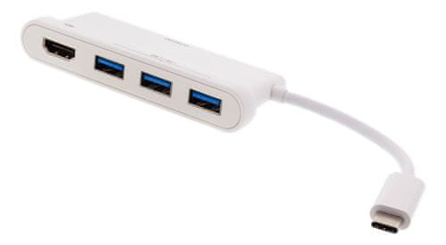 DELTACO USB čvorište hub USBC-HUB102, 3x USB 3.1 in 1xHDMI, USB-C, bijeli