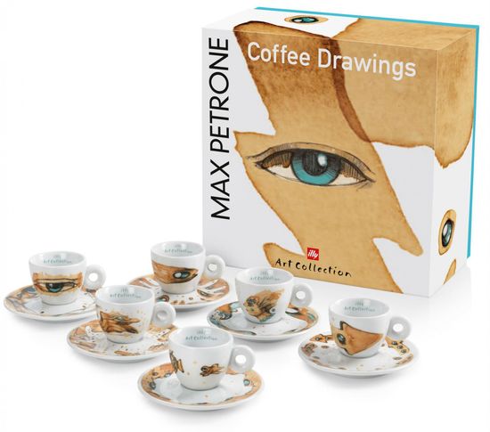illy Sada šálků na espresso Max Petrone COFFEE DRAWINGS, 6 kusů