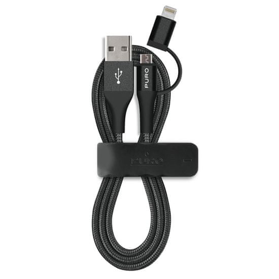 Puro kabel Apple Lightning + Micro USB, crni