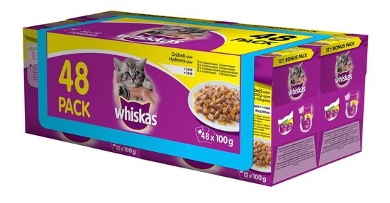 Whiskas mačja hrana u želeu Junior (48 komada), perad