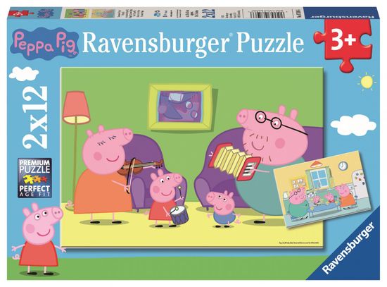 Ravensburger slagalica Pepa Pig cijela obitelj, 2x12 komada