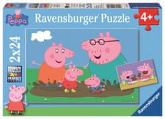 Ravensburger slagalica Pepa Pig i blatni bazen i kolači, 2x24 komada