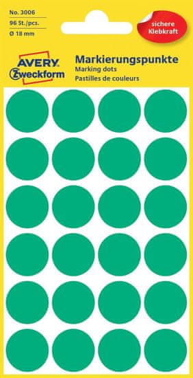 Avery Zweckform okrugle markirne etikete 3006, 18 mm, 96 komada, zelene