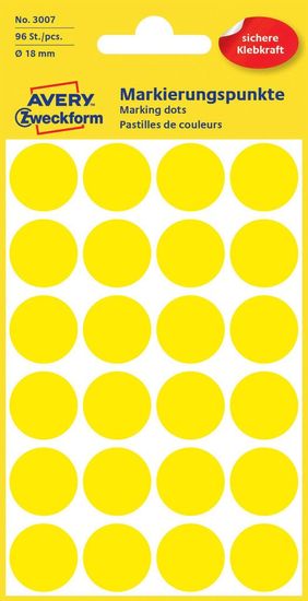 Avery Zweckform okrugle markirne etikete 3007, 18 mm, 96 komada, žute