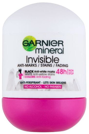 Garnier dezodorans Mineral Invisi Black, White&Colors Roll-on, 50ml