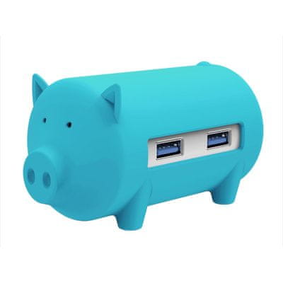 Orico USB razdjelnik Little Pig s 3 ulaza, USB 3.0, čitač kartica, OTG, plava