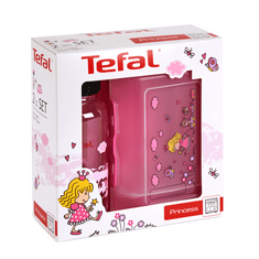 Tefal komplet KIDS K3169114 plastična kutijica + boca, 0,4 L, roza z motivom princeze
