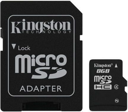 Kingston Micro Secure Digital (microSD) kartica 8GB + adapter SD