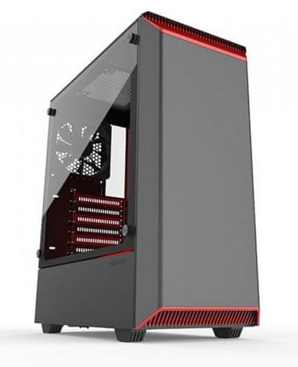 Phanteks kućište Eclipse P300 Tempered Glass, Midtower, crno-crveno