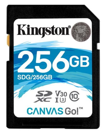 Kingston SDXC memorijska kartica Canvas Go, 256 GB, 90/45 MB/s, UHS-I U3