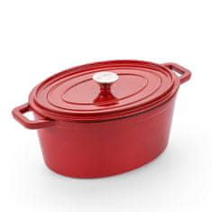 Blacksmith ovalni lonac s poklopcem, lijevano željezo, crvena