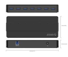 Orico USB hub H7928-U3, USB 3.0, 7 ulaza, crni