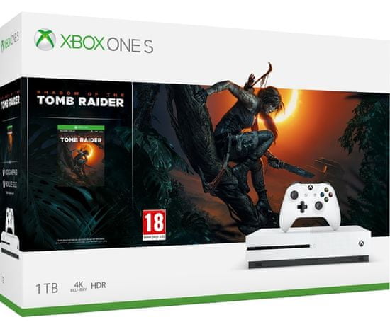 Microsoft igrača konzola Xbox One S 1 TB + igra Shadow of The Tomb Raider