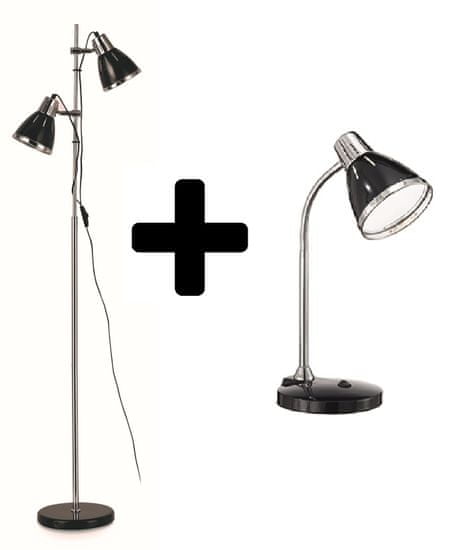 Ideal Lux podna svjetiljka Elvis crna + stolna svjetiljka