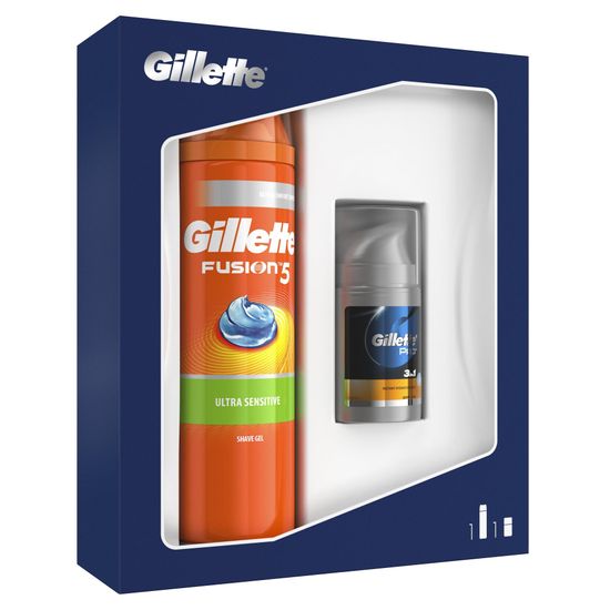 Gillette poklon komplet gel za brijanje Fusion5 Sensitive + balzam nakon brijanja