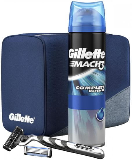 Gillette komplet britvica Mach3 + zamjenska glava + gel za brijanje + torbica
