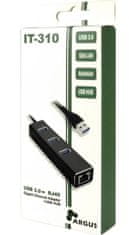 USB razdjelnik s gigabit mrežnim adapterom IT-310, LAN, 3-ports USB 3.0