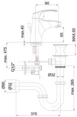 Unitas Project jednoručna armatura za umivaonik bez gornjeg dijela sifona m10 (00026)