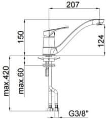 Herz Unitas kuhinjska armatura Project m20, s kutnim ventilima (01185)