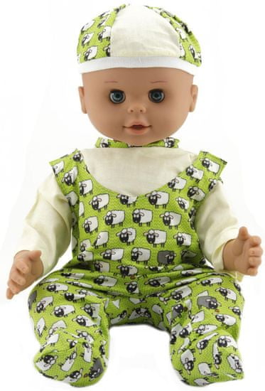 Teddies beba, 50 cm, tvrdo tijelo, sa zelenim hlačama i kapom s motivom ovaca