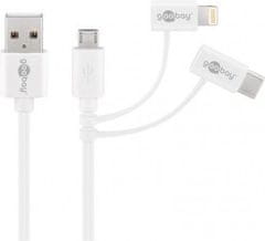 Goobay kabel 3u1 MicroUSB/USB-C Apple Lightning, 1 m