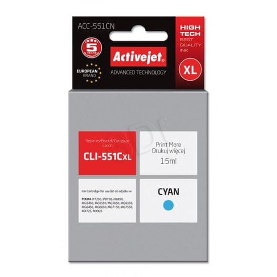 ActiveJet tinta Canon CLI-551CXL, cyan
