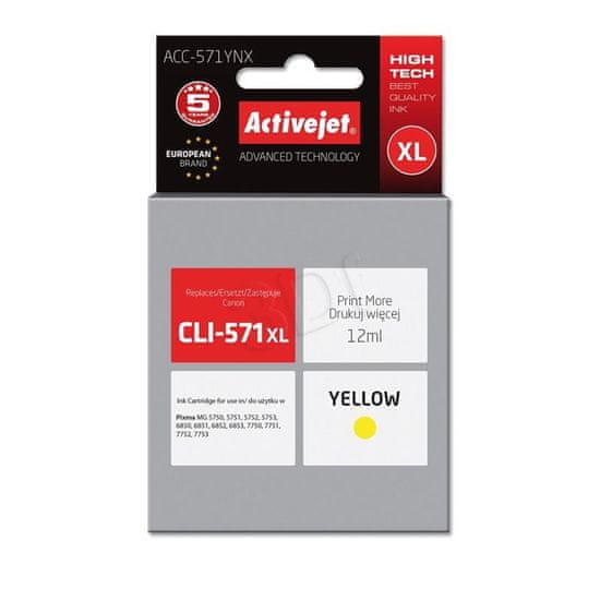 ActiveJet tinta Canon CLI-571Y XL, žuta