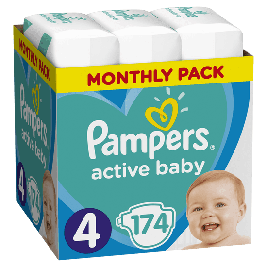 Pampers pelene Active Baby 4 Maxi (9-14 kg) 174 komada