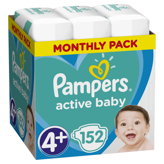 Pampers dječje pelene Active Baby 4+ Maxi (9-16 kg) 152 komada