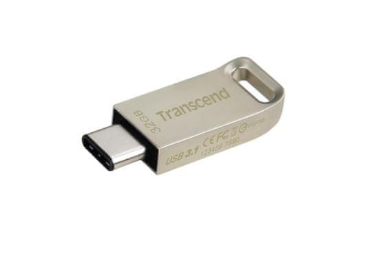 Transcend USB C disk, 32 GB, JF 850, 3.1/3.0, srebrni