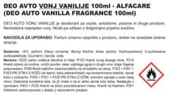 Alfacare DEOAUTO osvježivač prostora, vanilija, 100 ml