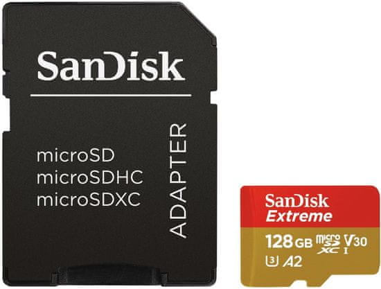 SanDisk memorijska kartica Extreme Micro SDXC 128GB A2 C10 V30 UHS-I + adapter (SDSQXA1-128G-GN6MA)