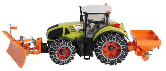 Bruder 01174 - traktor Claas Axion 950 s lancima za snijeg, drobilicom i plugom