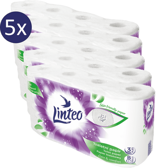 LINTEO Toaletni papir, 3-slojni, 5 x 8 rola