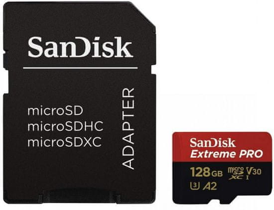 SanDisk memorijska kartica micro SD Extreme Pro SDXC 128 GB + adapter