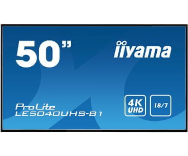 iiyama LED LCD informacijski monitor ProLite LE5040UHS-B1, AMVA3, VGA/DVI/HDMI, 127 cm (50"), crni