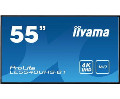 iiyama LED LCD informacijski monitor ProLite LE5540UHS-B1, AMVA3, VGA/DVI/HDMI, 138,68 cm (54,6"), crni
